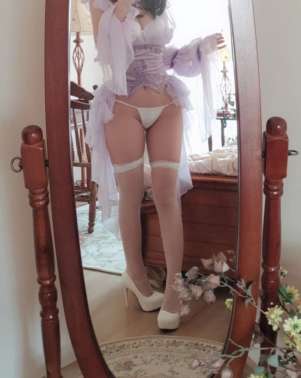 Cosplay美女日奈娇睡美人自拍主题性感薄纱睡裙下白色内衣秀完美身材诱惑写真44P_极品性感美女